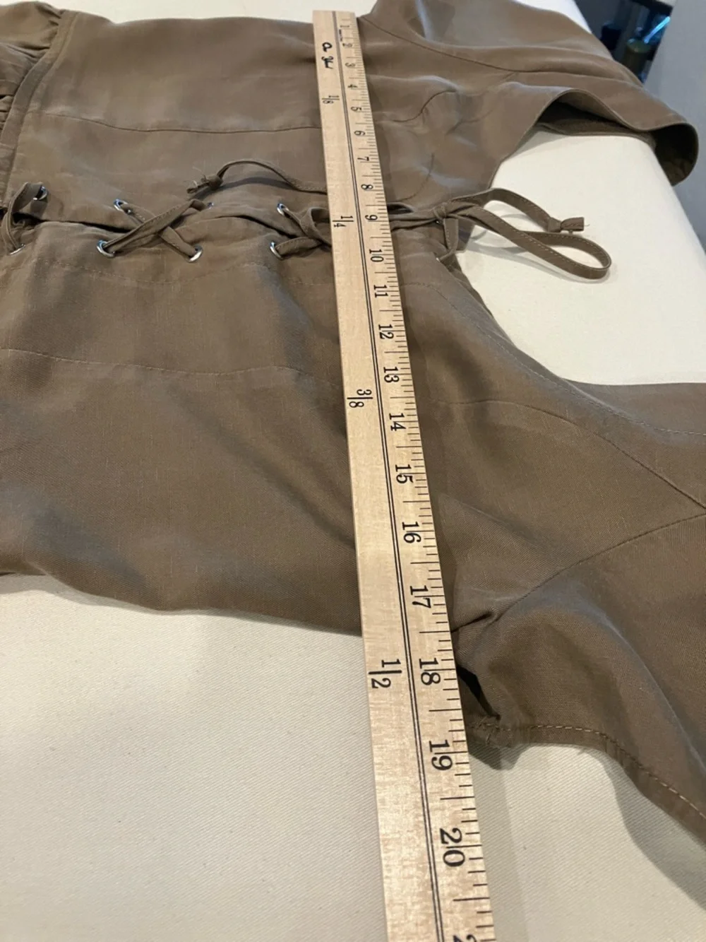 Women's Lace-Up Peplum Top in Olive Brown Renaissance Festival Wear Size Large - Picture 6 of 8